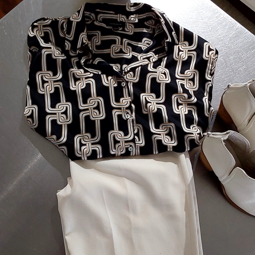 Chic Chain Pattern Button Down Shirt